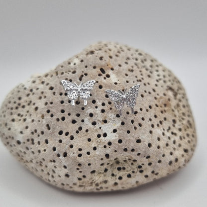 Acero Inoxidable Pendientes de Botón Mariposa Metálica de la Suerte