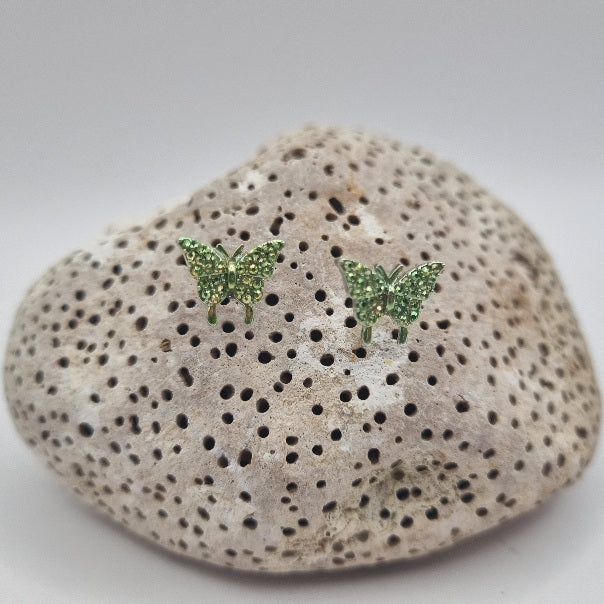 Acero Inoxidable Pendientes de Botón Mariposa Metálica de la Suerte