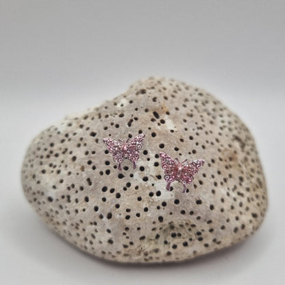 Acero Inoxidable Pendientes de Botón Mariposa Metálica de la Suerte