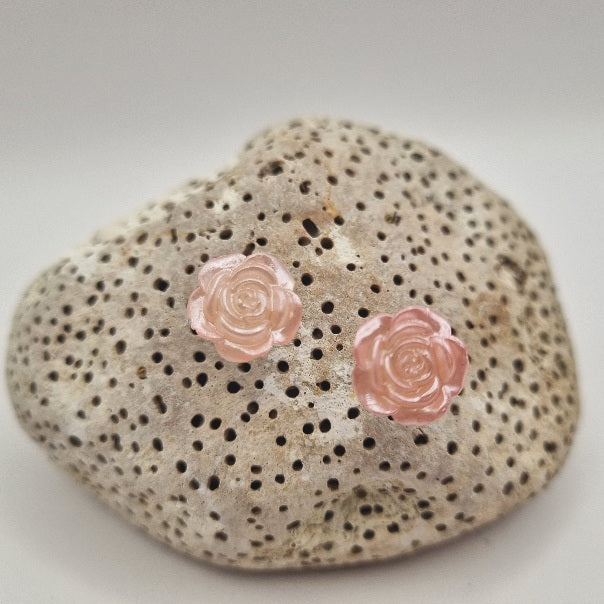 Acero Inoxidable Pendientes de Botón Rosas Nacaradas