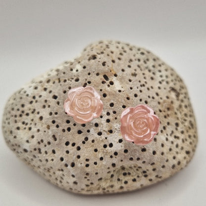 Acero Inoxidable Pendientes de Botón Rosas Nacaradas