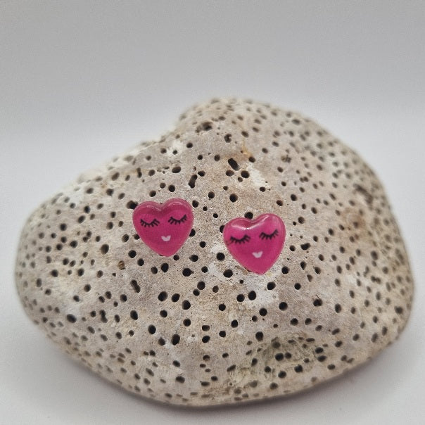 Acero Inoxidable Pendientes de Botón Emojis de Corazón