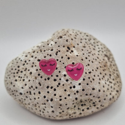 Acero Inoxidable Pendientes de Botón Emojis de Corazón