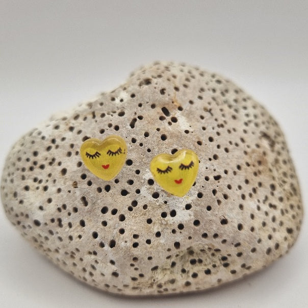 Acero Inoxidable Pendientes de Botón Emojis de Corazón