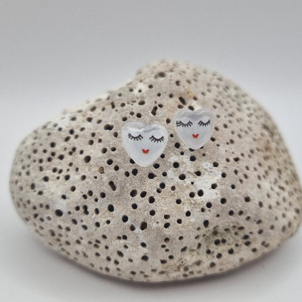 Acero Inoxidable Pendientes de Botón Emojis de Corazón