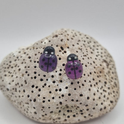 Acero Inoxidable Pendientes de Botón Mariquita de la Suerte