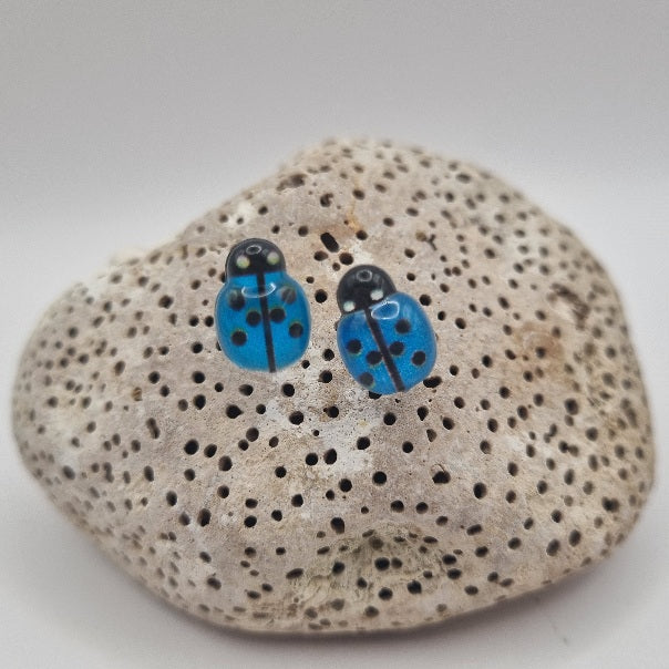 Acero Inoxidable Pendientes de Botón Mariquita de la Suerte