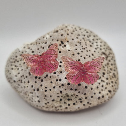 Acero Inoxidable Pendientes de Botón Mariposa Elegante, Varios Colores