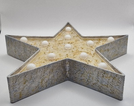 Estrella Decorativa Plateada con Luz, Diseños Únicos!