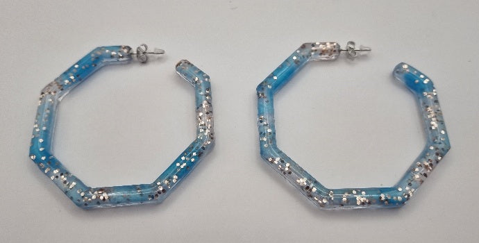 Acero Inoxidable Pendientes Semi Octágono Translúcidos, Diseños Únicos!