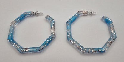 Acero Inoxidable Pendientes Semi Octágono Translúcidos, Diseños Únicos!