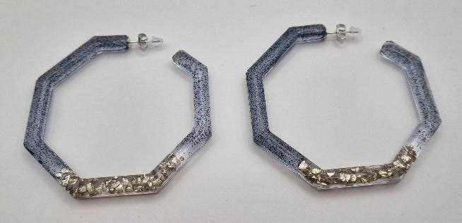 Acero Inoxidable Pendientes Semi Octágono Translúcidos, Diseños Únicos!