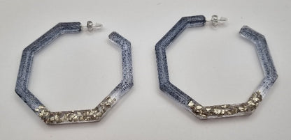 Acero Inoxidable Pendientes Semi Octágono Translúcidos, Diseños Únicos!