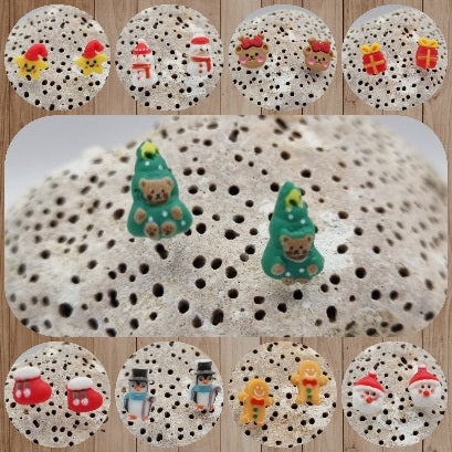 Acero Inoxidable Pendientes de Botón Navideños