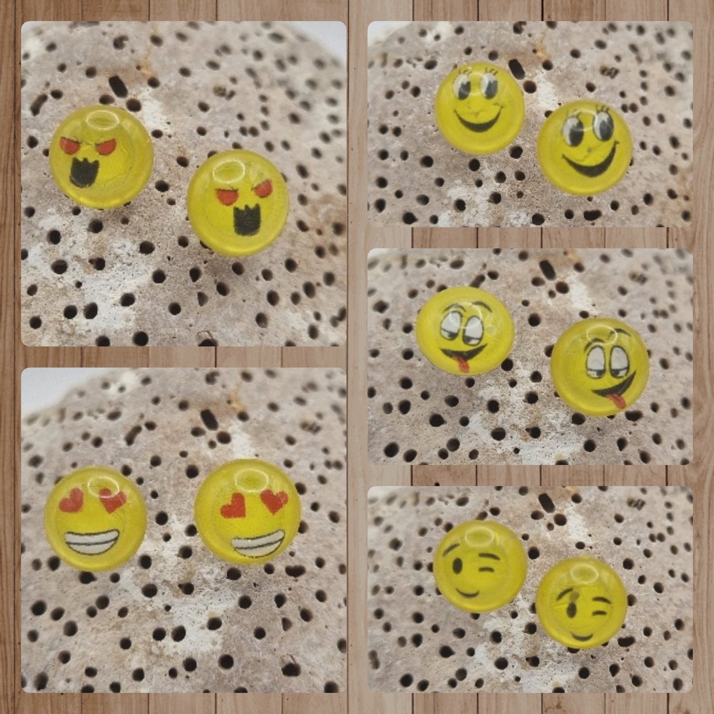 Acero Inoxidable Pendientes de Botón Emojis de la Suerte