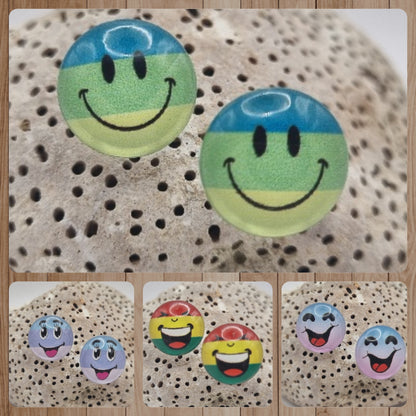 Acero Inoxidable Pendientes de Botón Emojis Caras