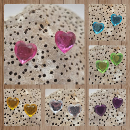 Acero Inoxidable Pendientes de Botón Corazón de la Suerte