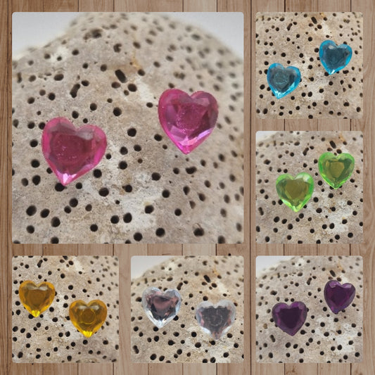 Acero Inoxidable Pendientes de Botón Corazón de la Suerte