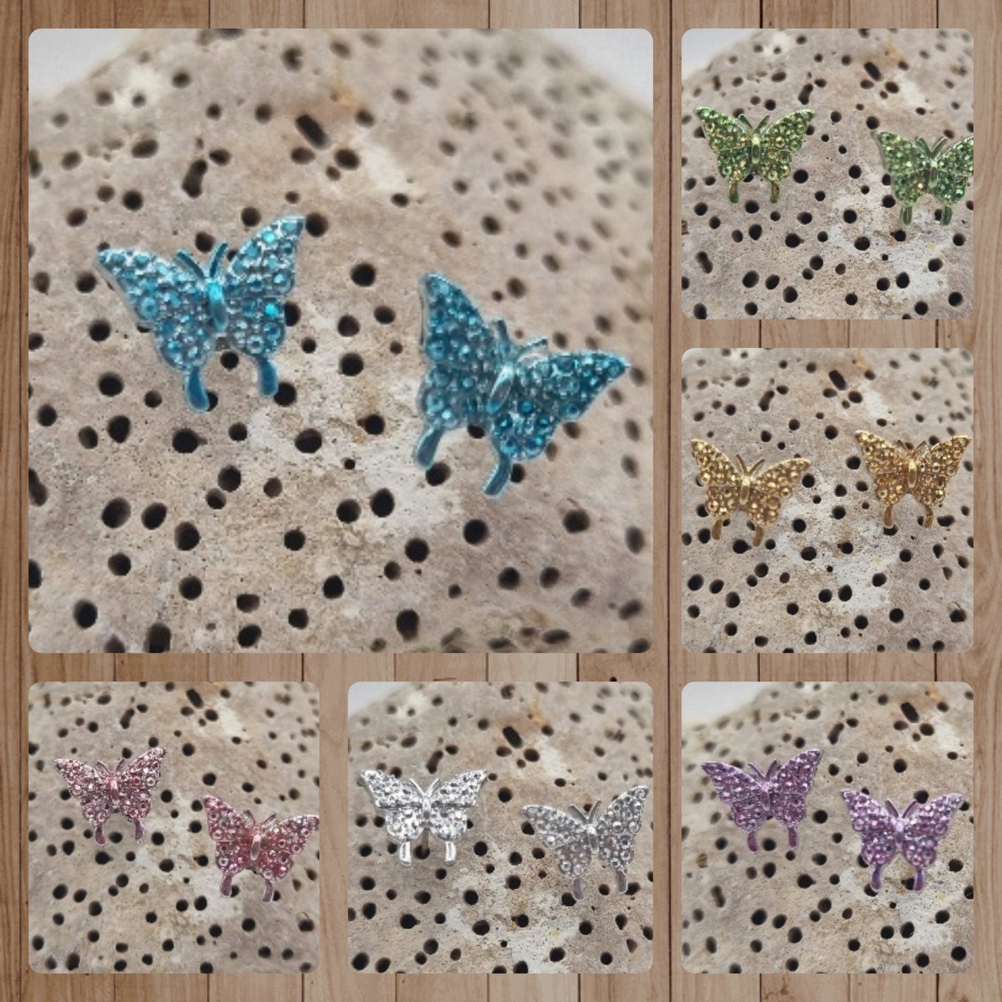 Acero Inoxidable Pendientes de Botón Mariposa Metálica de la Suerte