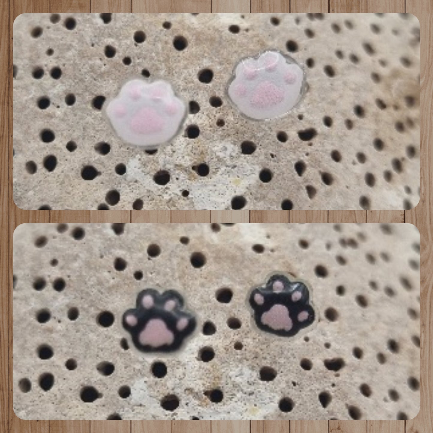 Acero Inoxidable Pack Pendientes de Botón Huellitas de la Suerte