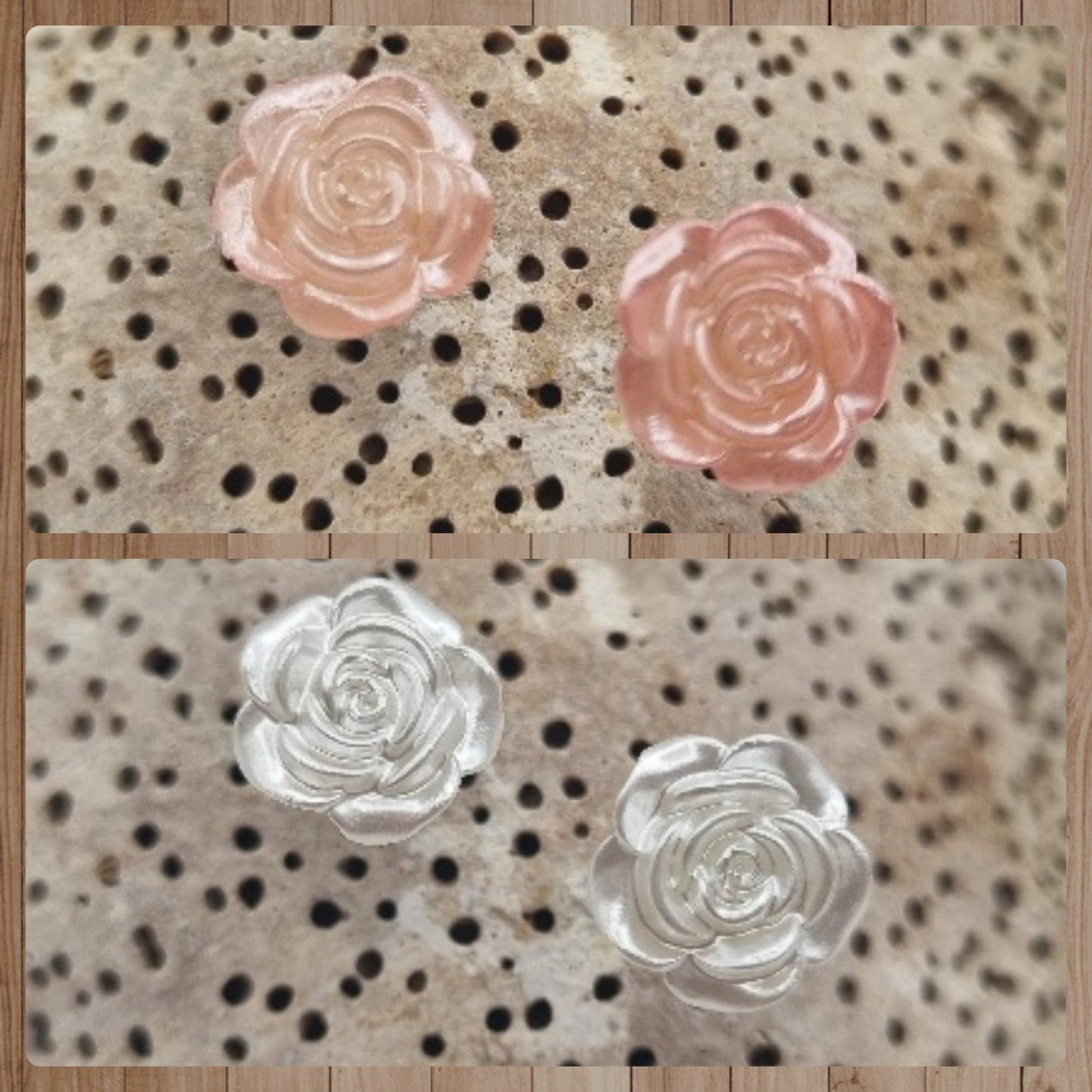 Acero Inoxidable Pendientes de Botón Rosas Nacaradas