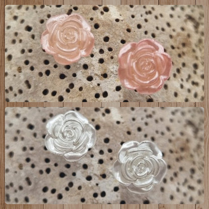 Acero Inoxidable Pendientes de Botón Rosas Nacaradas