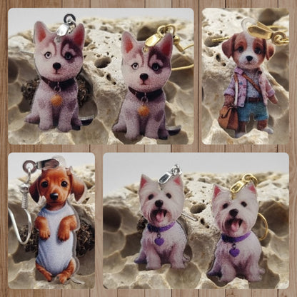 Acero Inoxidable Pendientes 2D Perros Varios