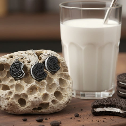 Plata de Ley Pendientes y/o Collar Galleta Oreo