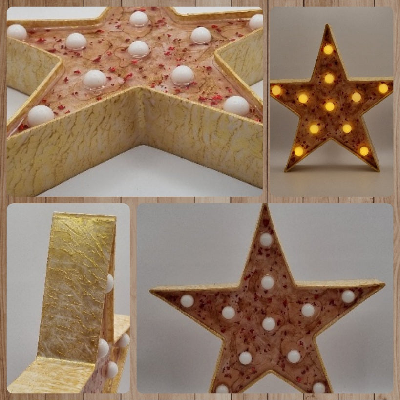 Estrella Decorativa Dorada con Luz, Diseños Únicos!