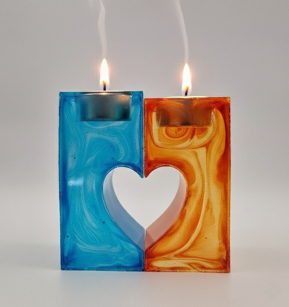 Pack 2 Porta Velas que Unidos Forman un Corazón, Diseños Únicos!