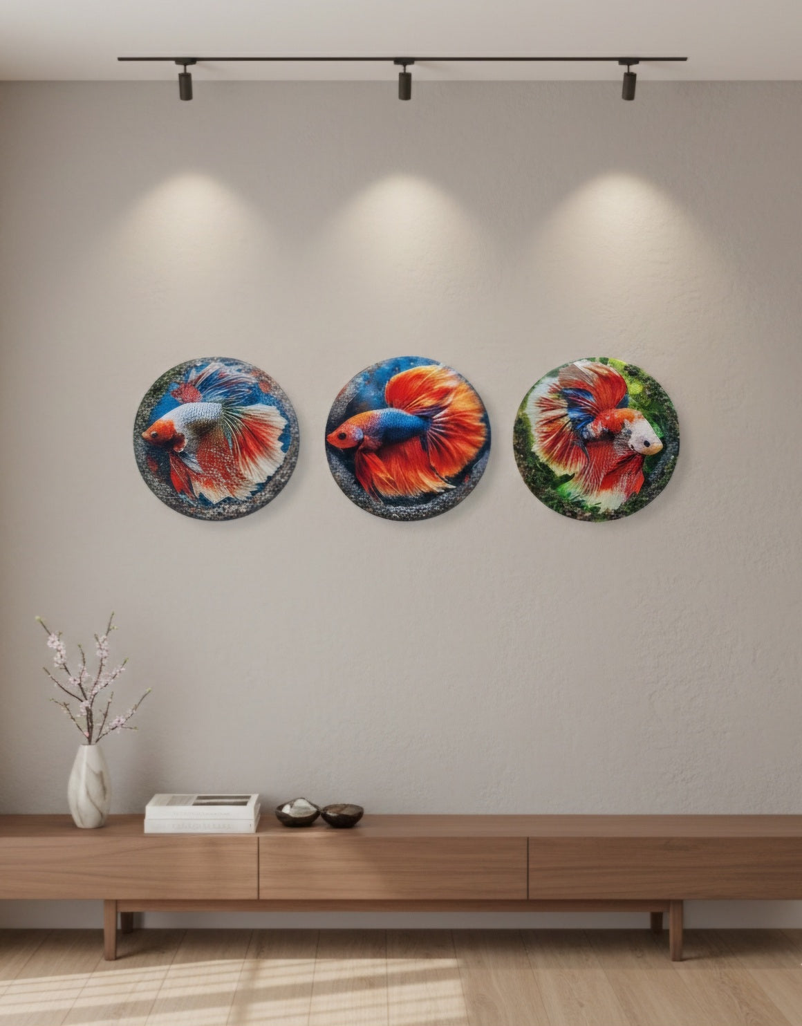 Cuadros de Pez Betta con Piedras Naturales, Diseños Únicos!