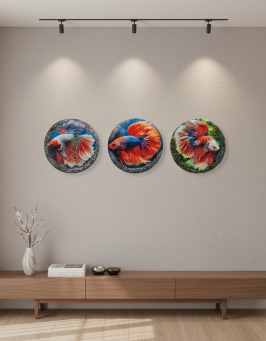 Cuadros de Pez Betta con Piedras Naturales, Diseños Únicos!