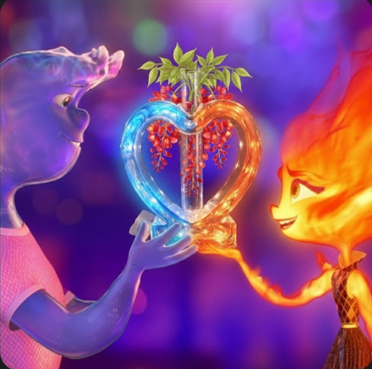 Escultura de Corazón con Tubito para Flor y con Luz, Diseños Únicos!