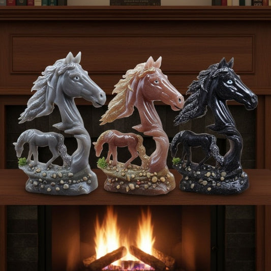 Escultura de Caballos con Piedras Naturales, Diseños Únicos!