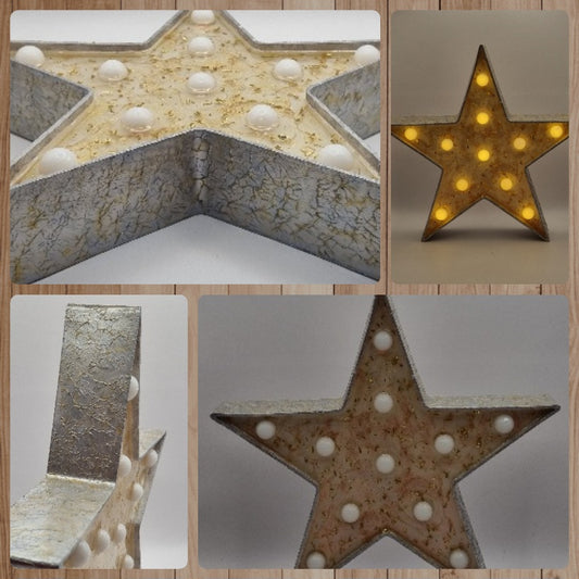 Estrella Decorativa Plateada con Luz, Diseños Únicos!