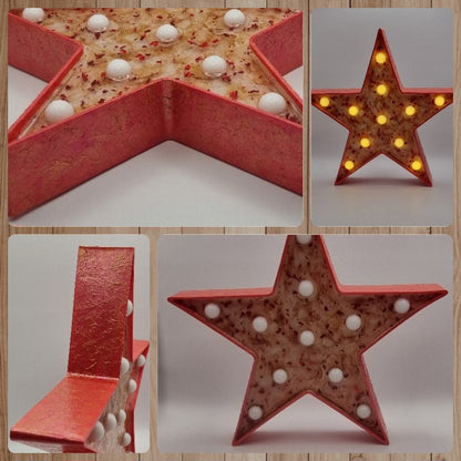 Estrella Decorativa Roja con Luz, Diseños Únicos!