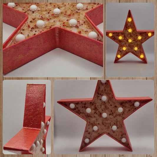 Estrella Decorativa Roja con Luz, Diseños Únicos!
