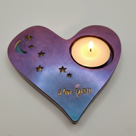Porta Vela Corazón con Estrellas, Varios Colores Diseños Únicos!