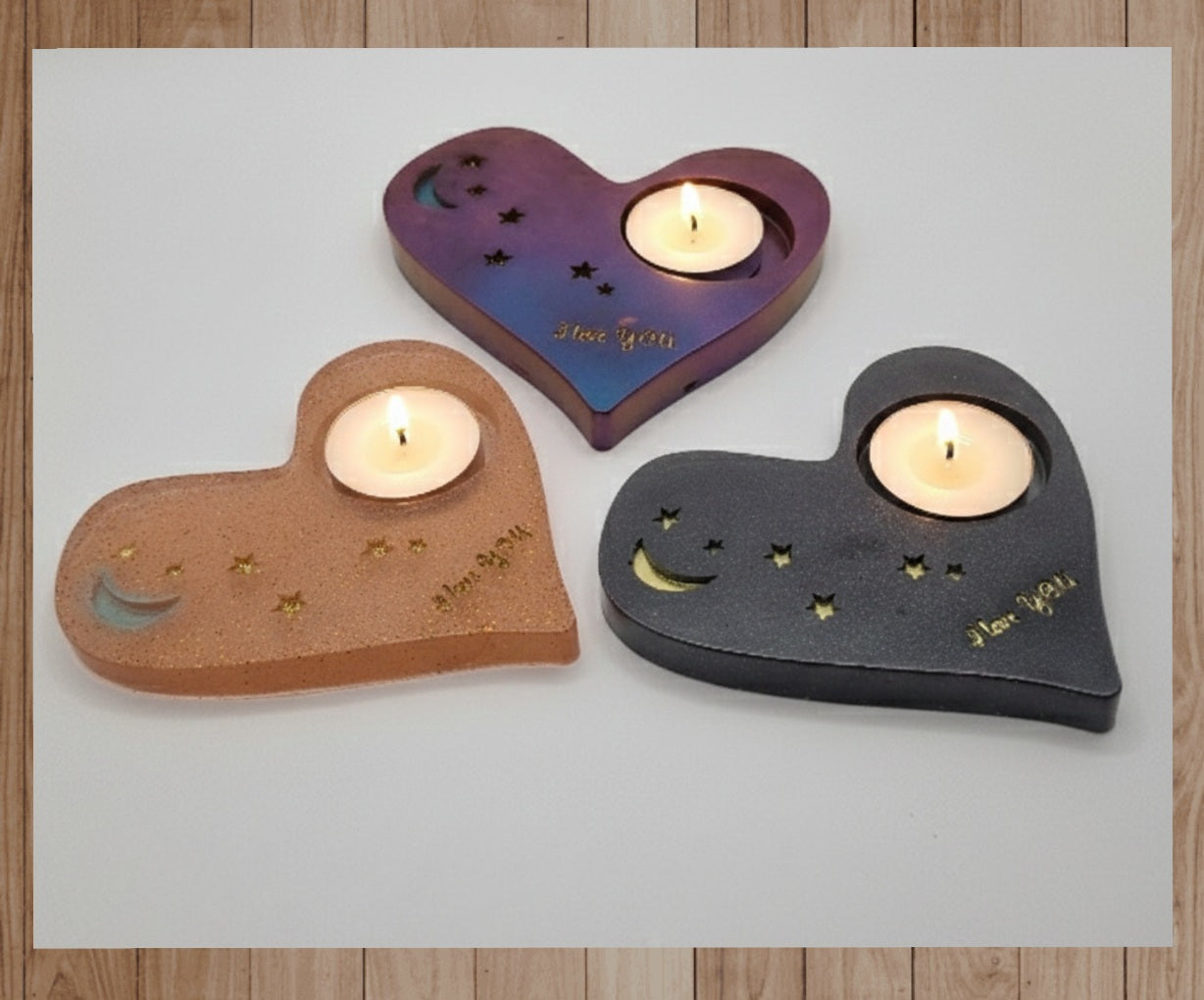 Porta Vela Corazón con Estrellas, Varios Colores Diseños Únicos!